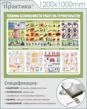 С31 Стенд техника безопасности при строительстве (1200х1000 мм, пластик ПВХ 3 мм, алюминиевый багет серебряного цвета) - Стенды - Тематические стенды - Магазин охраны труда ИЗО Стиль