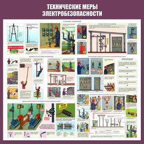 С64 Стенд электробезопасность (технические меры электробезопасности) (1000х1000 мм, пластик ПВХ 3 мм, алюминиевый багет золотого цвета) - Стенды - Стенды по электробезопасности - Магазин охраны труда ИЗО Стиль